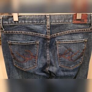 Express Dark Blue Flare Jeans 6 x 32
